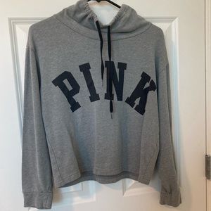 VS Pink: Grey Lightweight Sweater with Funnel Neck